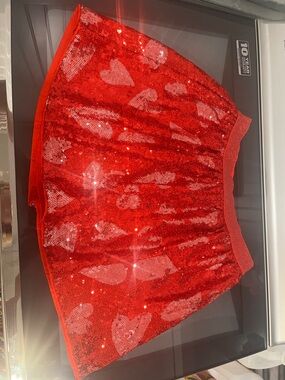 Cat & Jack Red Sequin Heart Skirt